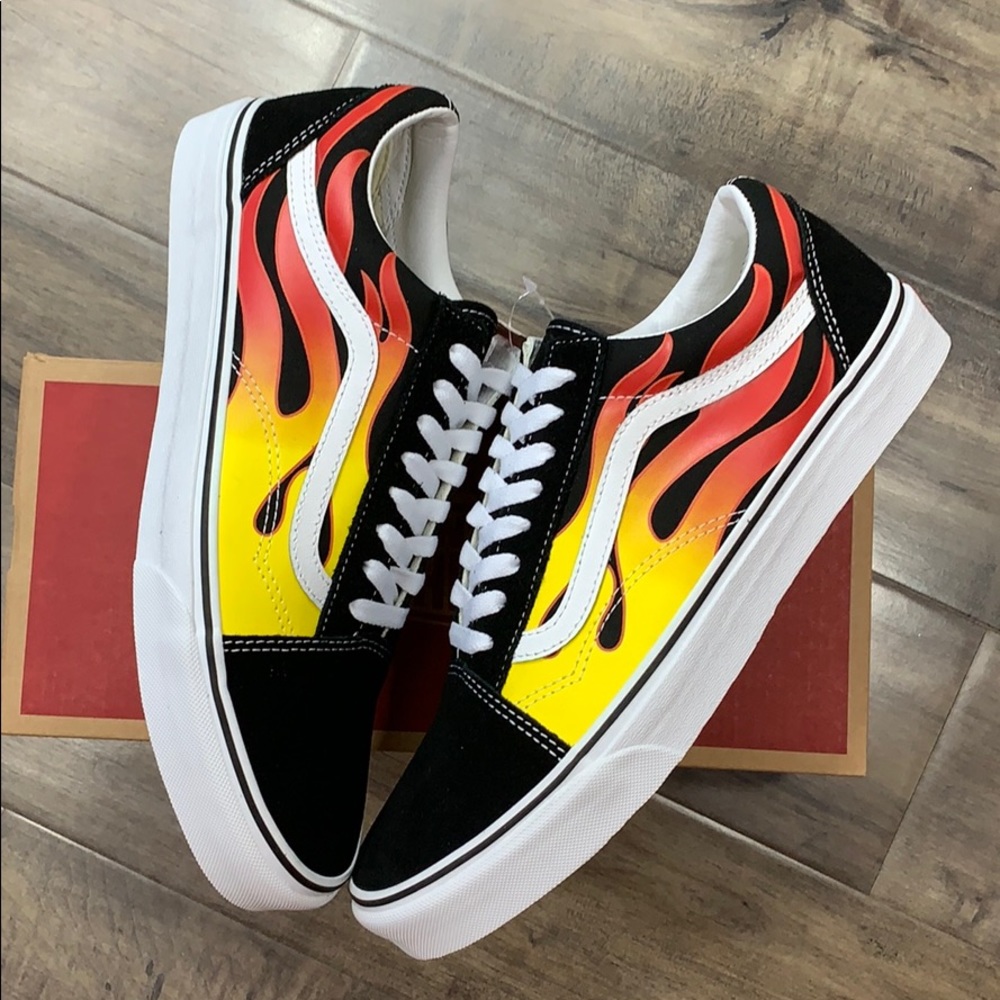 •VANS OLD SKOOL FLAME Black/Black true White wmns - Picture 15 of 16